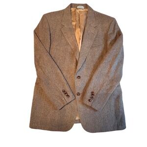 Vintage‎ CRICKETEER Stone Thomas Mens Brown Herringbone Wool Blazer Jacket 42R